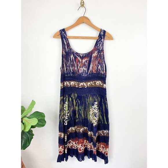Yeshi Dresses & Skirts - Himalayan Arts Wear by Yeshi Tie Dye Boho Mixed Media Midi Dress Sz XL